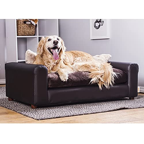Moots Espresso Leatherette Pet Sofa - Comfy Couch for Medium/Large Dogs - Image 3