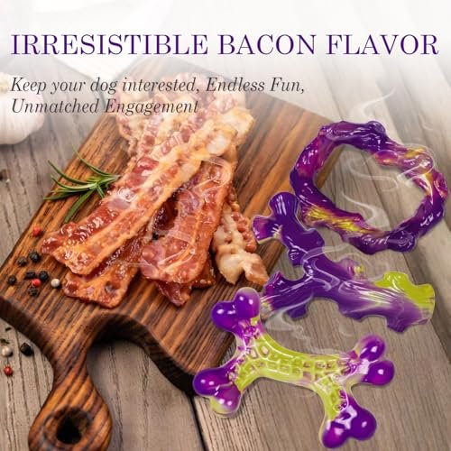 Indestructible Dog Toys for Aggressive Chewers - 3 Pack Bacon Flavor - Image 5