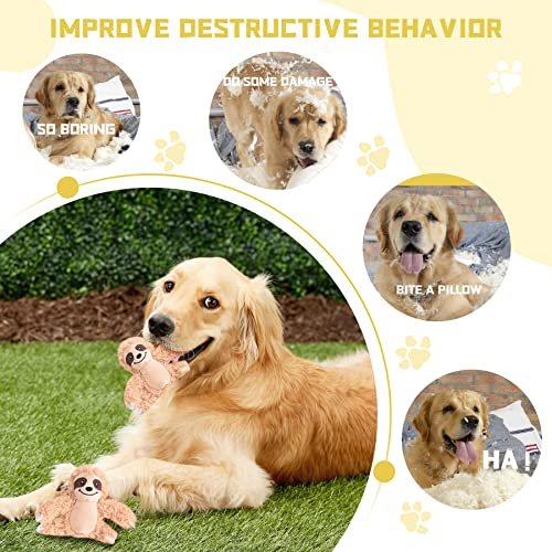 Interactive Plush Sloth Dog Toy - Squeaky Woodland Burrow for Large Dogs - Image 4