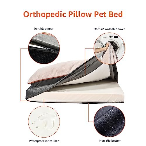 Orthopedic Dog Bed with Cooling Gel Foam for Large Dogs, Grey, 40x30 - Image 4