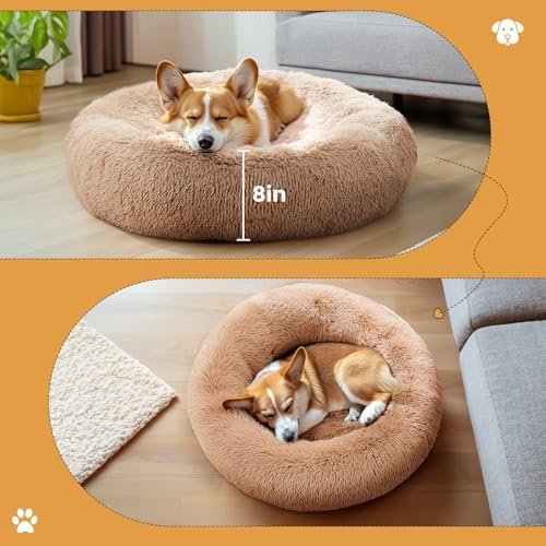 Cozy Calming Pet Donut Bed: Anxiety Relief Soft Plush Round Dog/Cat Cushion 20" - Image 2