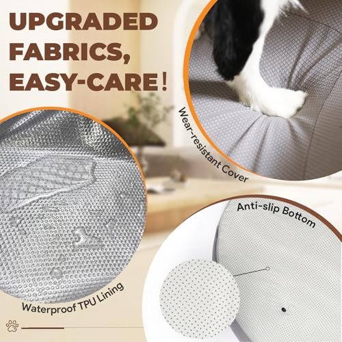 Orthopedic Memory Foam Dog Bed Large Dogs Waterproof Chew-Resistant Grey - Image 6