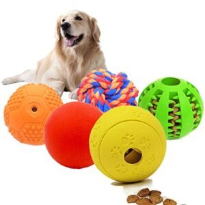 Volacopets 5 Different Functions Interactive Dog Puzzle Toys Balls for Medium Large Dogs, Food Treat Dispensing Dog Toys