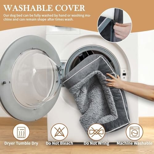 Orthopedic Large Dog Bed: Waterproof, Comfy Sofa with Removable Cover Grey - Image 6