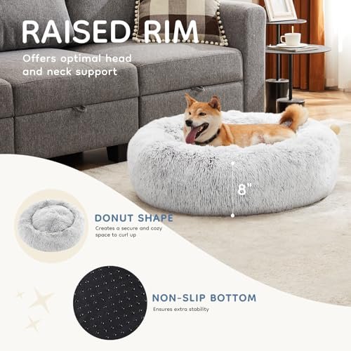 Calming Donut Pet Bed: Fluffy Washable Anti-Anxiety Comfort for Small Dogs & Cats - Image 4