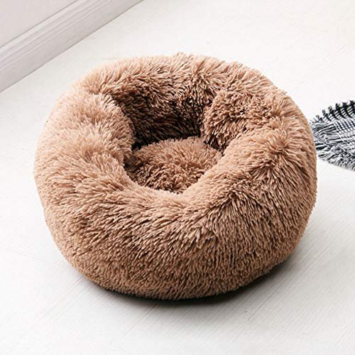 Cozy Self-Warming Pet Bed: Plush Round Cat & Small Dog Kennel, 24'' Coffee - Image 5