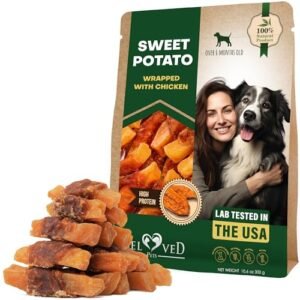 Dog Sweet Potato Wrapped with Chicken & Pet Natural Chew Treats - Grain Free Organic Meat & Human Grade Dried Snacks in Bulk - Best Twists for Training Small & Large Dogs - Made for USA (Sweet Potato)