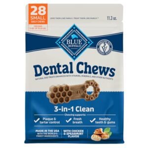 Blue Buffalo Dental Chews Small Natural Dog Treats, Chicken & Spearmint 11.3-oz Bag (28 Count)