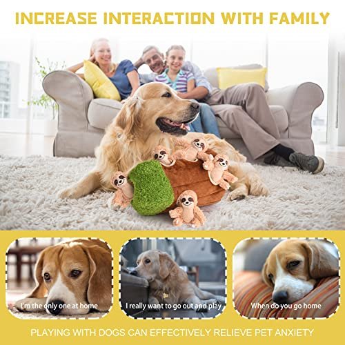Interactive Plush Sloth Dog Toy - Squeaky Woodland Burrow for Large Dogs - Image 5