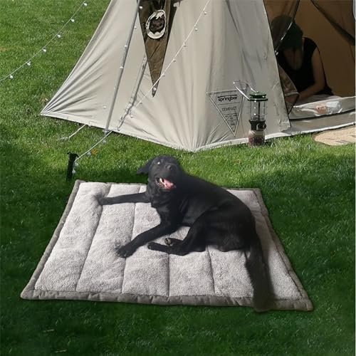Portable Dog Bed Roll for Camping, Travel, Outdoor Medium Large Dogs, Washable Grey Mat - Image 4