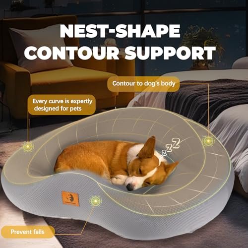 Orthopedic Memory Foam Dog Bed Large Dogs Waterproof Chew-Resistant Grey - Image 3