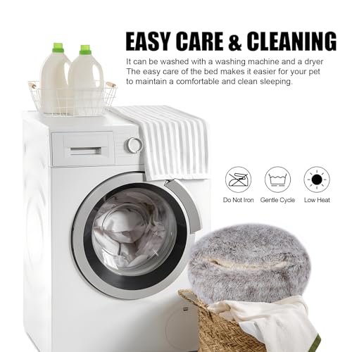Calming Hooded Pet Bed for Small Dogs & Cats, Fluffy Washable Cave - Image 5