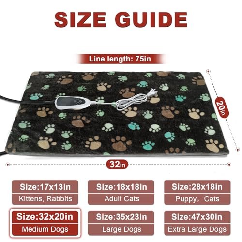 Waterproof Dog Heating Pad 32x20 Inch - Smart Thermostat Puppy Bed Warmer - Image 2