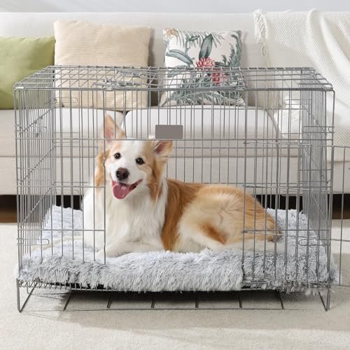 Luxurious XL Dog Bed: Plush Comfort, Washable, 41" Orthopedic Crate Pad, Grey - Image 8