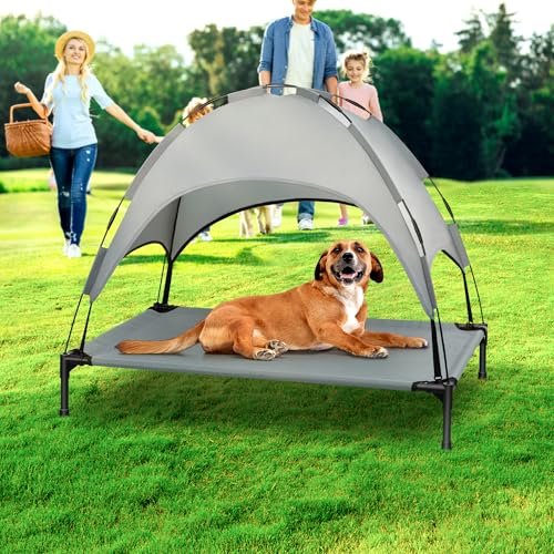 Portable Elevated Dog Bed with Shade Canopy - Cooling Outdoor Pet Cot - Image 6