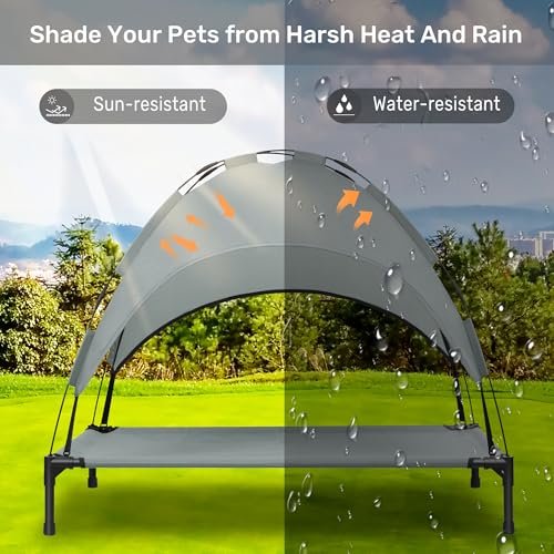 Portable Elevated Dog Bed with Shade Canopy - Cooling Outdoor Pet Cot - Image 2