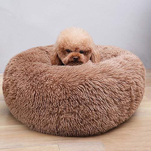 Cozy Self-Warming Pet Bed: Plush Round Cat & Small Dog Kennel, 24'' Coffee - Image 2