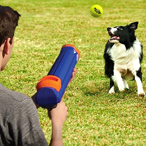 Nerf Dog Ball Launcher: 50 ft Fetch Toy for All Breeds with 3 Tennis Balls - Image 2