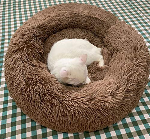 Cozy Self-Warming Pet Bed: Plush Round Cat & Small Dog Kennel, 24'' Coffee - Image 4