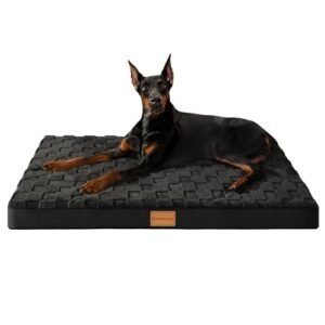 Patas Lague Orthopedic Dog Bed for Large Dogs, Waterproof Soft Warm Comfortable Egg Crate Foam Medium Pet Beds Mat with Removable Washable Cover and Nonskid Bottom, 36''X24'' Black