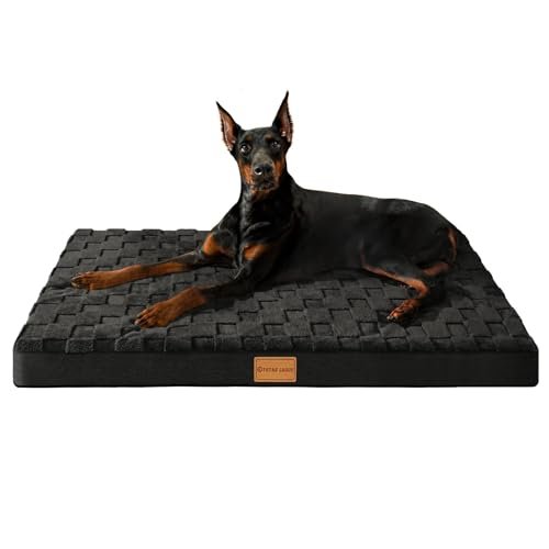 Patas Lague Orthopedic Dog Bed for Large Dogs, Waterproof Soft Warm Comfortable Egg Crate Foam Medium Pet Beds Mat with Removable Washable Cover and Nonskid Bottom, 36''X24'' Black