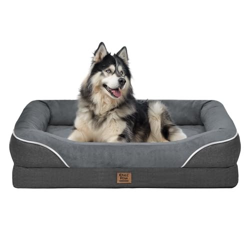 Washable Orthopedic Large Dog Bed - Dog Beds Large Sized Dogs with Removable Cover Waterproof Pet Bed with Bolster for Extra Large Pet