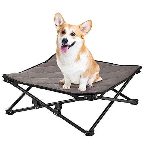 KingCamp Elevated Dog Bed for Small Dogs, Outdoor Raised Cooling Pet Cot Bed with Washable Breathable Mesh & No-Slip Feet Perfect for Camping, Backyard, Indoor Use (S, Black)