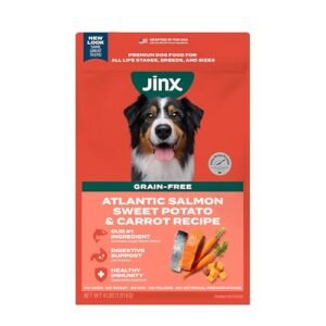 Jinx Premium Grain-Free Dry Dog Food, for All Lifestages - Real Salmon, Sweet Potato & Carrot Puppy Kibble with Superfoods for Immune Support & Probiotics for Digestive Support - No Fillers - 4lb