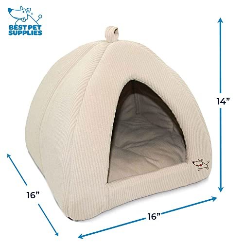 Cozy Pet Tent Bed: Soft Corduroy Hideaway for Dogs & Cats, 16" Comfort Zone - Image 3