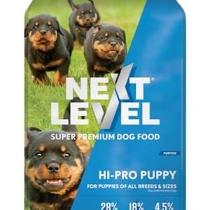 Next Level Super Premium Dog Food – HI-PRO Puppy – Dry Kibble for Dogs for Small Breeds at All Life Stages – 28% Protein, Beef, Pork, Fish, Chicken with Gluten Free Grains