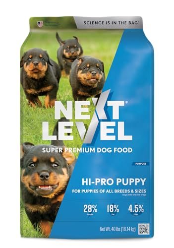 Next Level Super Premium Dog Food – HI-PRO Puppy – Dry Kibble for Dogs for Small Breeds at All Life Stages – 28% Protein, Beef, Pork, Fish, Chicken with Gluten Free Grains