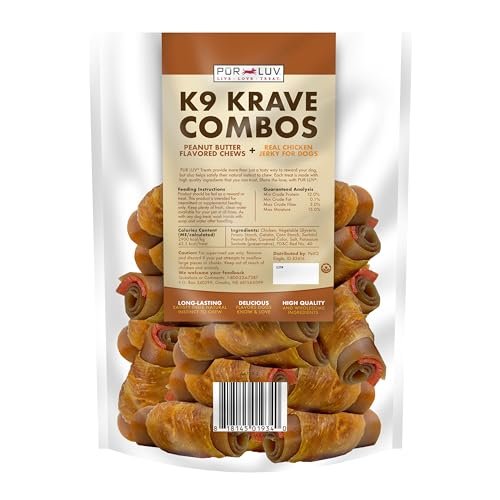 Pur Luv Peanut Butter Chicken Dog Treats | No Rawhide | High Protein | 20 Pack - Image 2