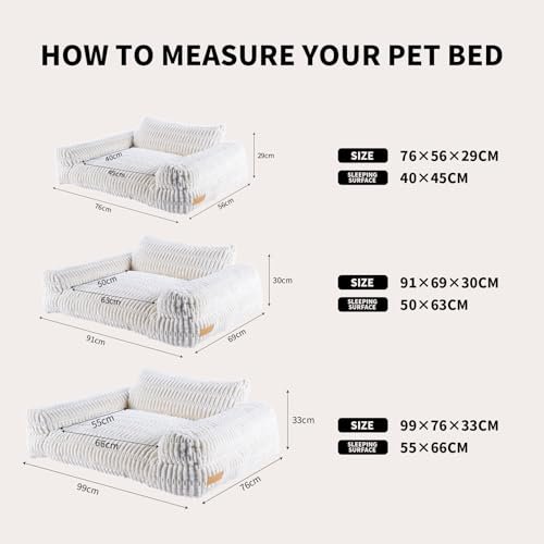 Comfy Pet Sofa Bed: Soft Corduroy Fleece, Non-Slip 30" Dog Couch, Cream - Image 7