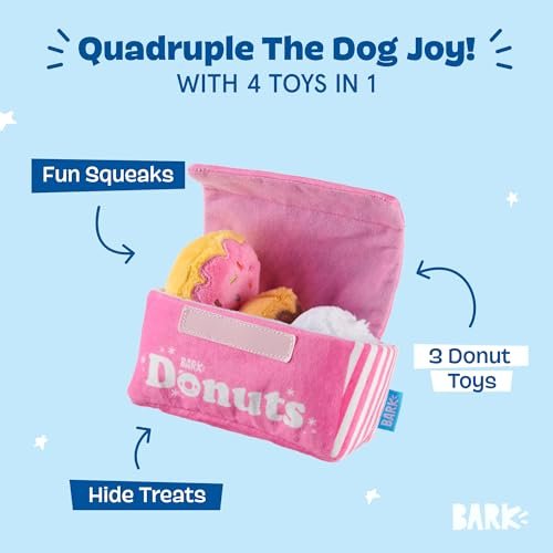 Barkbox Donuts Plush Interactive Dog Toy - 4-in-1 Durable Squeaky Chew Toy for Small Dogs - Image 2