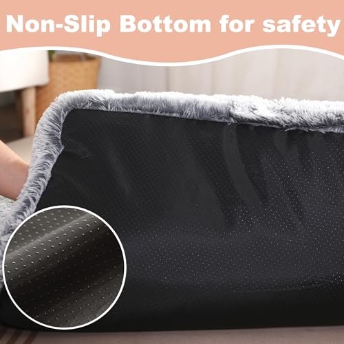 Waterproof Large Dog Crate Bed: Plush Faux Fur, Washable Cover, 35x23" - Image 6