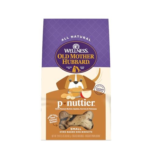 Old Mother Hubbard Wellness P-Nuttier Dog Biscuits, Natural, Training Treats, Peanut Butter Flavor, Small Size, (20 Ounce Bag)