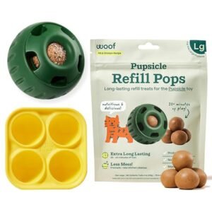 WOOF Starter Pack - Interactive Dog Toys for Boredom - Dog Treat Molds Silicone - Chicken-Flavored Healthy Treats for Dogs - Pupsicle Doggy Enrichment Toy - for Large Pups - 25-75 lbs
