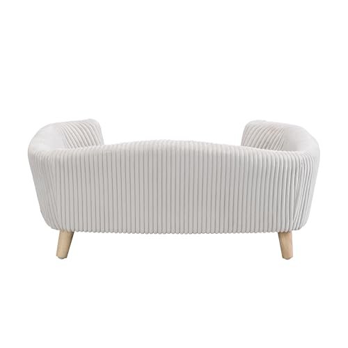 Orthopedic Small Dog Bed Sofa - Elevated Foam Couch with Wooden Legs, Beige - Image 9