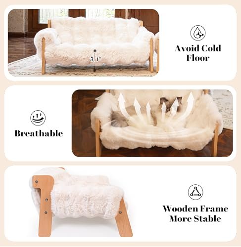 Luxury Cat Sofa Bed - Elevated Wooden Couch with Washable Cover for Indoor Pets - Image 4