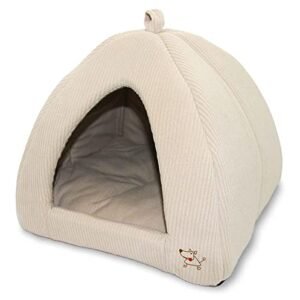 Best Pet Supplies Pet Tent-Soft Bed for Dog and Cat Beige Corduroy, 16" x 16" x H:14"