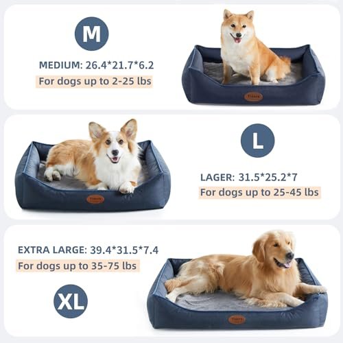 Orthopedic Dog Bed Medium Large Dogs Waterproof Washable Navy Blue - Image 3