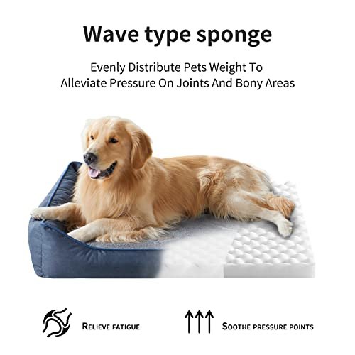 Orthopedic Dog Bed Medium Large Dogs Waterproof Washable Navy Blue - Image 5