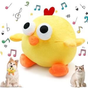 Dcoinc Interactive Dog Toys for Boredom, Squeaky Dog Toys with Automatic Rolling Jumping Wiggling, Washable Dog Chew Toys Dog Plush Toys for Small/Medium/Large Dogs Toys to Keep Them Busy(Chick)