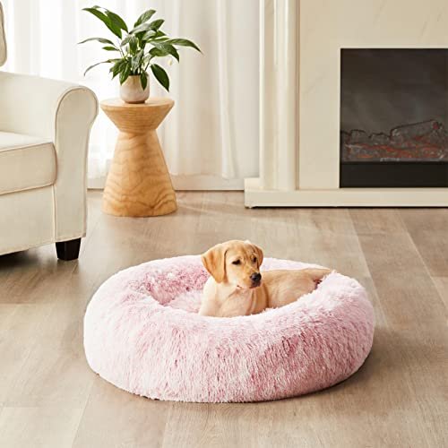 Fluffy Self-Warming Donut Dog Bed - Calming Plush Pet Cushion, 20" - Image 6