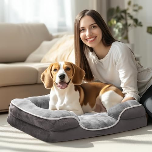 Orthopedic Memory Foam Dog Bed: Washable Medium Pet Comfort Sofa, Grey - Image 7