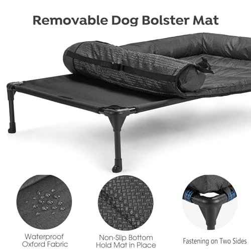 Elevated Dog Bed Cooling Mesh Cot w/ Waterproof Bolster, Indoor/Outdoor 42" - Image 4