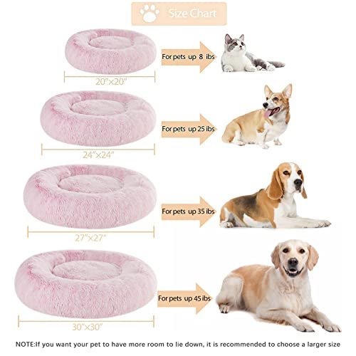 Fluffy Self-Warming Donut Dog Bed - Calming Plush Pet Cushion, 20" - Image 5