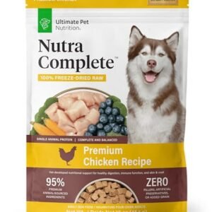 ULTIMATE PET NUTRITION Nutra Complete Freeze Dried Raw Dog Food, Veterinarian Formulated with Antioxidants, Prebiotics & Amino Acids (1 Pound, Chicken)