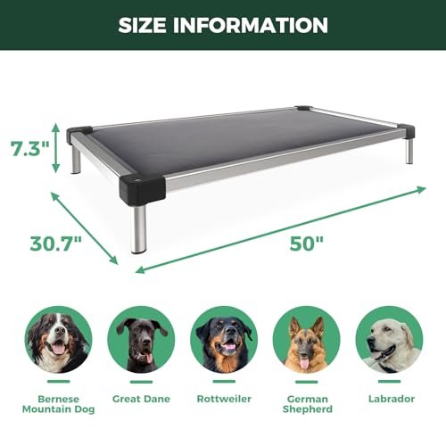 Chew-Proof Elevated Dog Bed Large Dogs 50" Outdoor Indoor Camping Cot Grey - Image 7