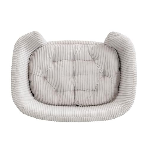 Orthopedic Small Dog Bed Sofa - Elevated Foam Couch with Wooden Legs, Beige - Image 10